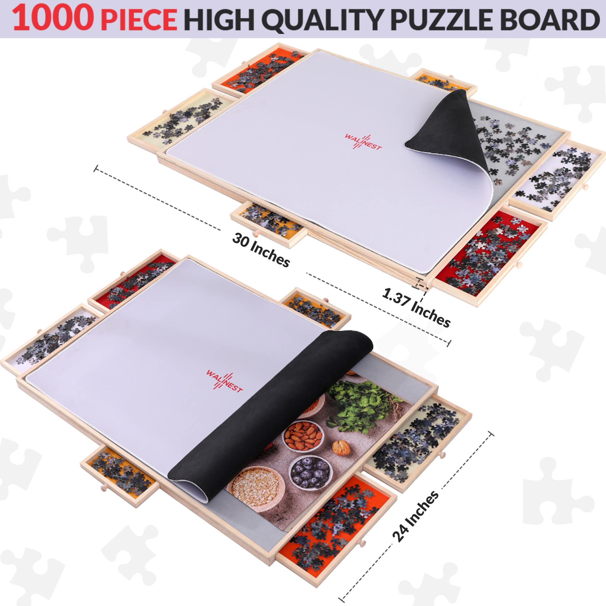 30″×22″ For Maximum 1000 Pieces Puzzles, Puzzle Board, Puzzle